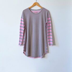 Victoria’s Secret PINK Oversized Sleep Tee Pajama Long Sleeve Cotton Pink Grey